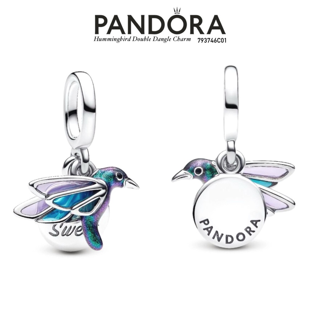 PANDORA Hummingbird Double Dangle Charm w/box